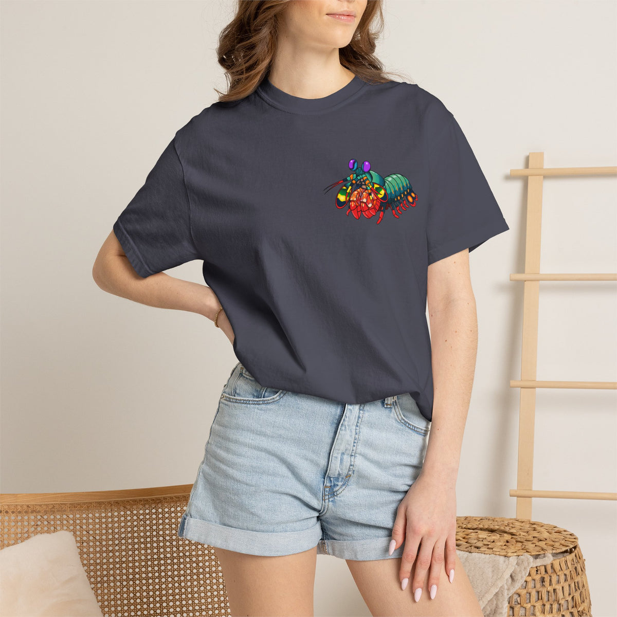 Unisex Garment-Dyed T-shirt - Full Image with Colored Shrimp