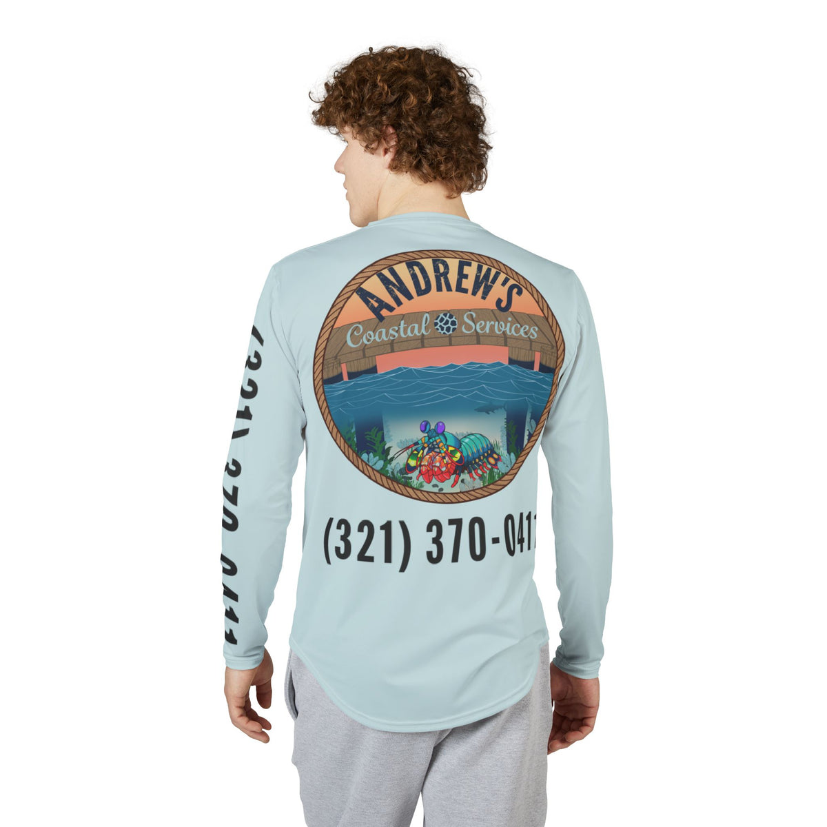 UV Protection Long Sleeve Shirt - Full Image with Colored Shrimp