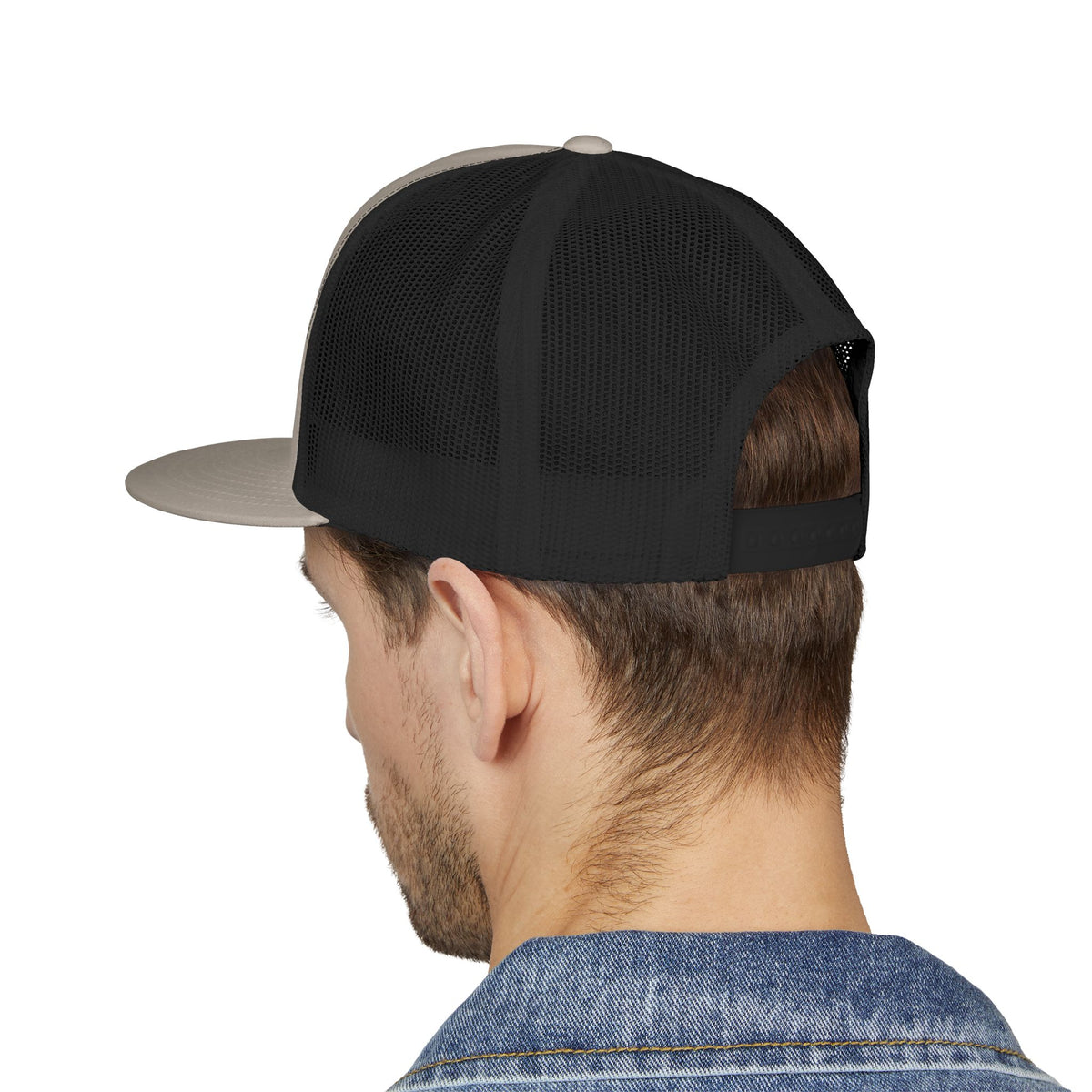 5 Panel Trucker Cap - Half Logo with Logo Blue