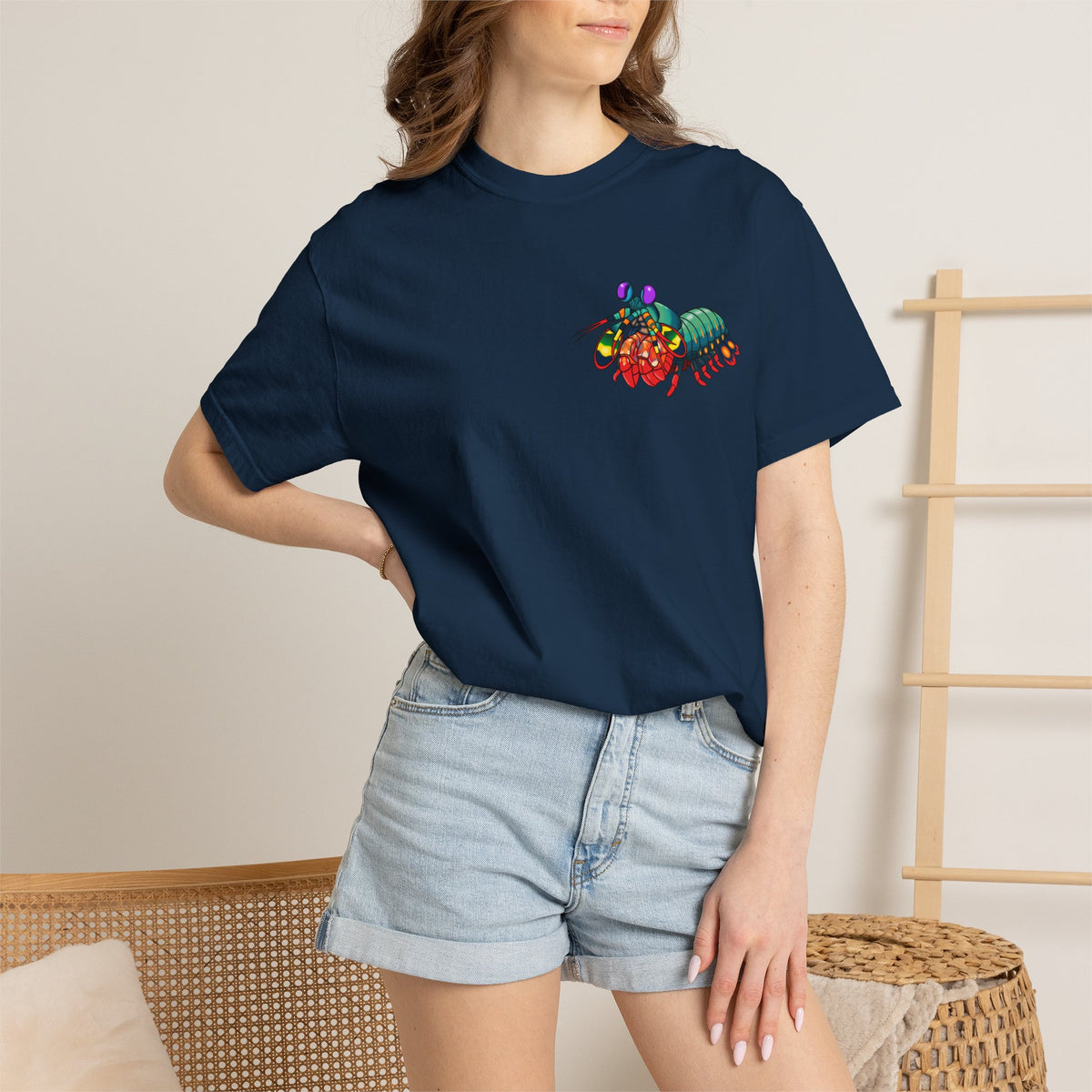 Unisex Garment-Dyed T-shirt - Full Image with Colored Shrimp