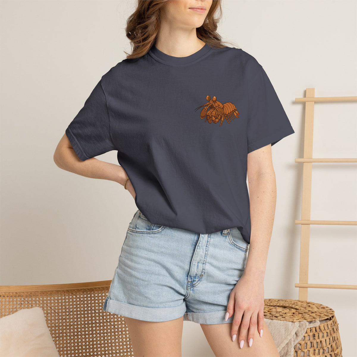 Unisex Garment-Dyed T-shirt - Full Image with Wooden Shrimp