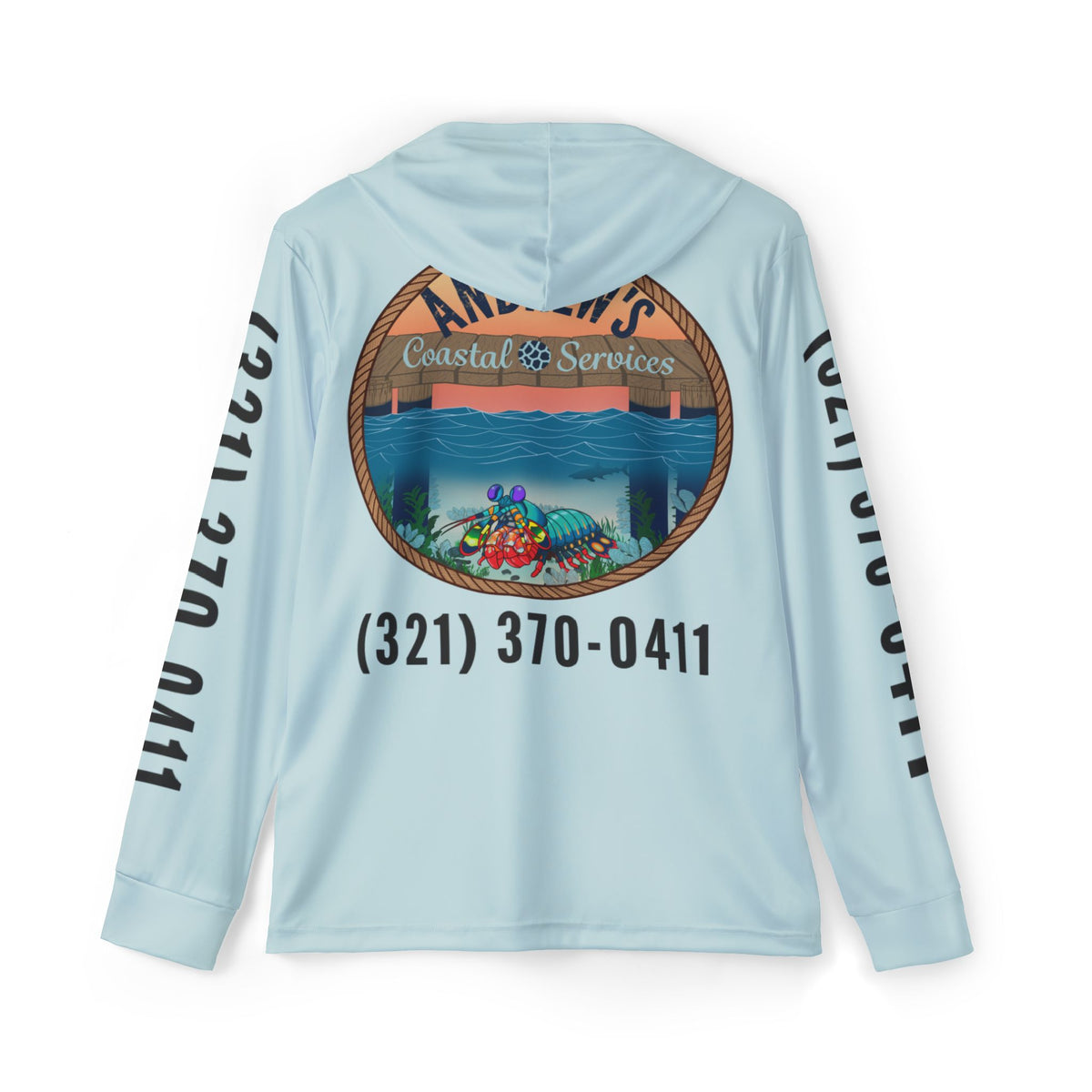 Sports Warmup Hoodie - Full Image Logo with Wooden Shrimp