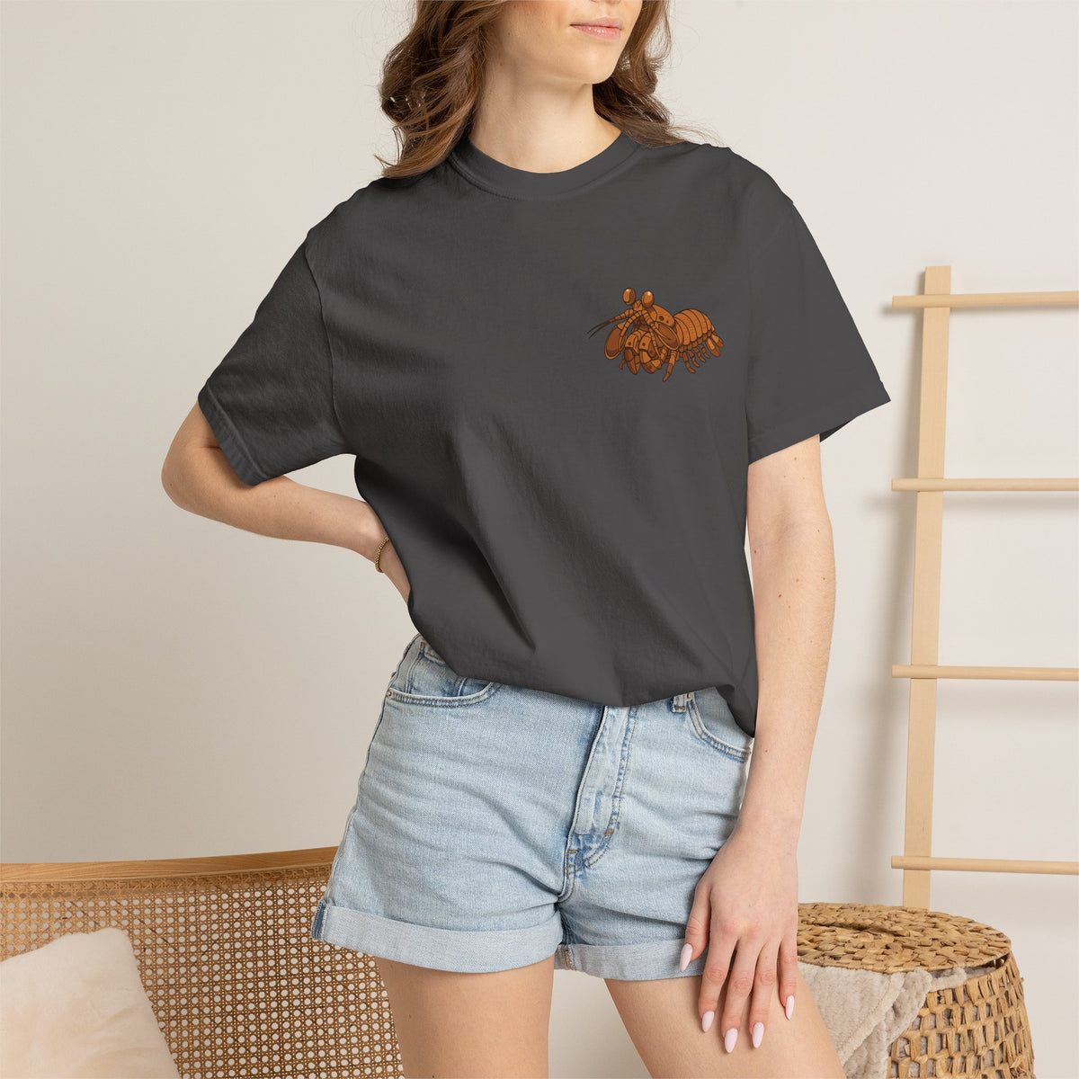 Unisex Garment-Dyed T-shirt - Full Image with Wooden Shrimp