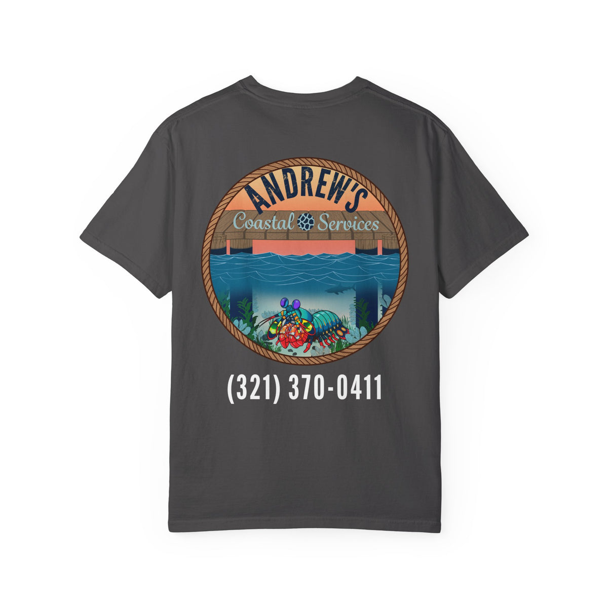 Unisex Garment-Dyed T-shirt - Full Image with Colored Shrimp