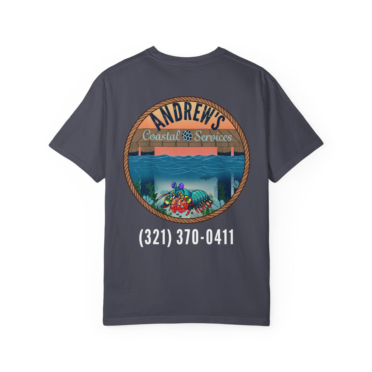 Unisex Garment-Dyed T-shirt - Full Image with Colored Shrimp