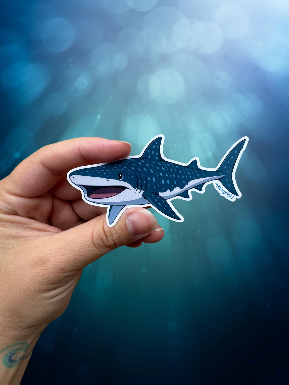 Anime Style Whale Shark Matte Vinyl Waterproof Sticker