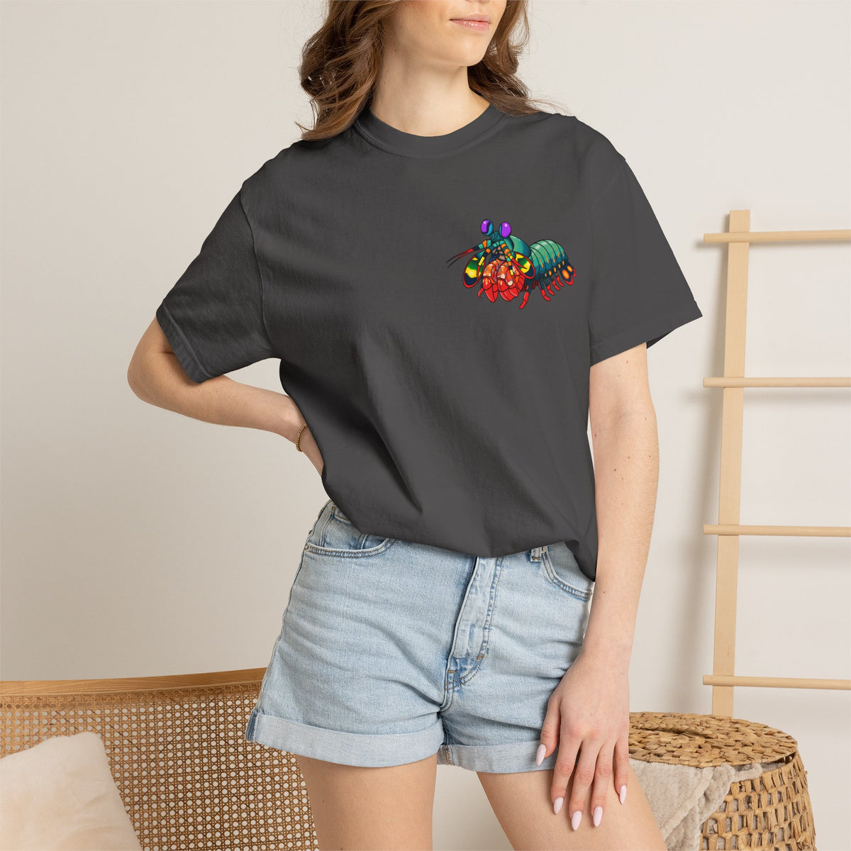 Unisex Garment-Dyed T-shirt - Full Image with Colored Shrimp