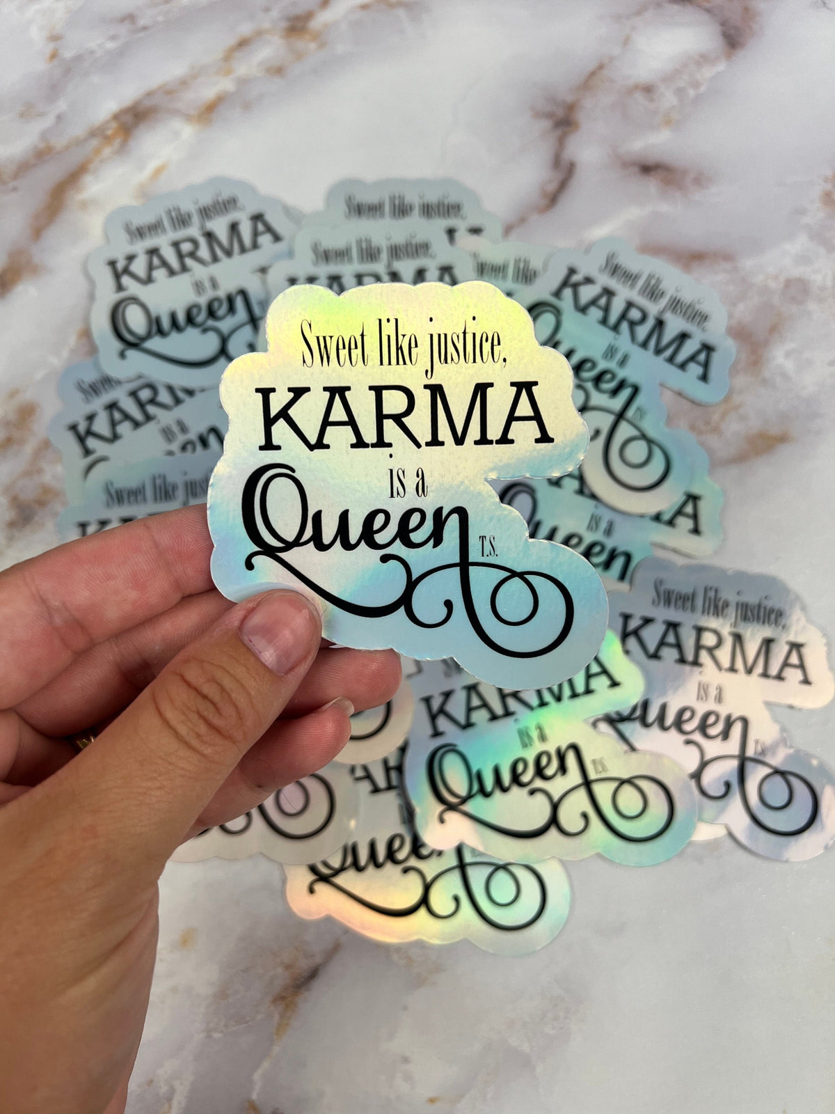 Karma is a Queen Sticker: Taylor Swift Lyric, Holographic Vinyl Sticker