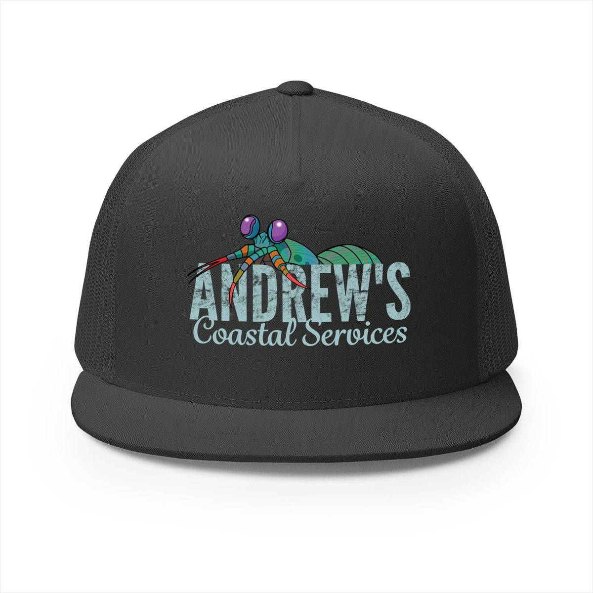 5 Panel Trucker Cap - Half Logo with Logo Blue