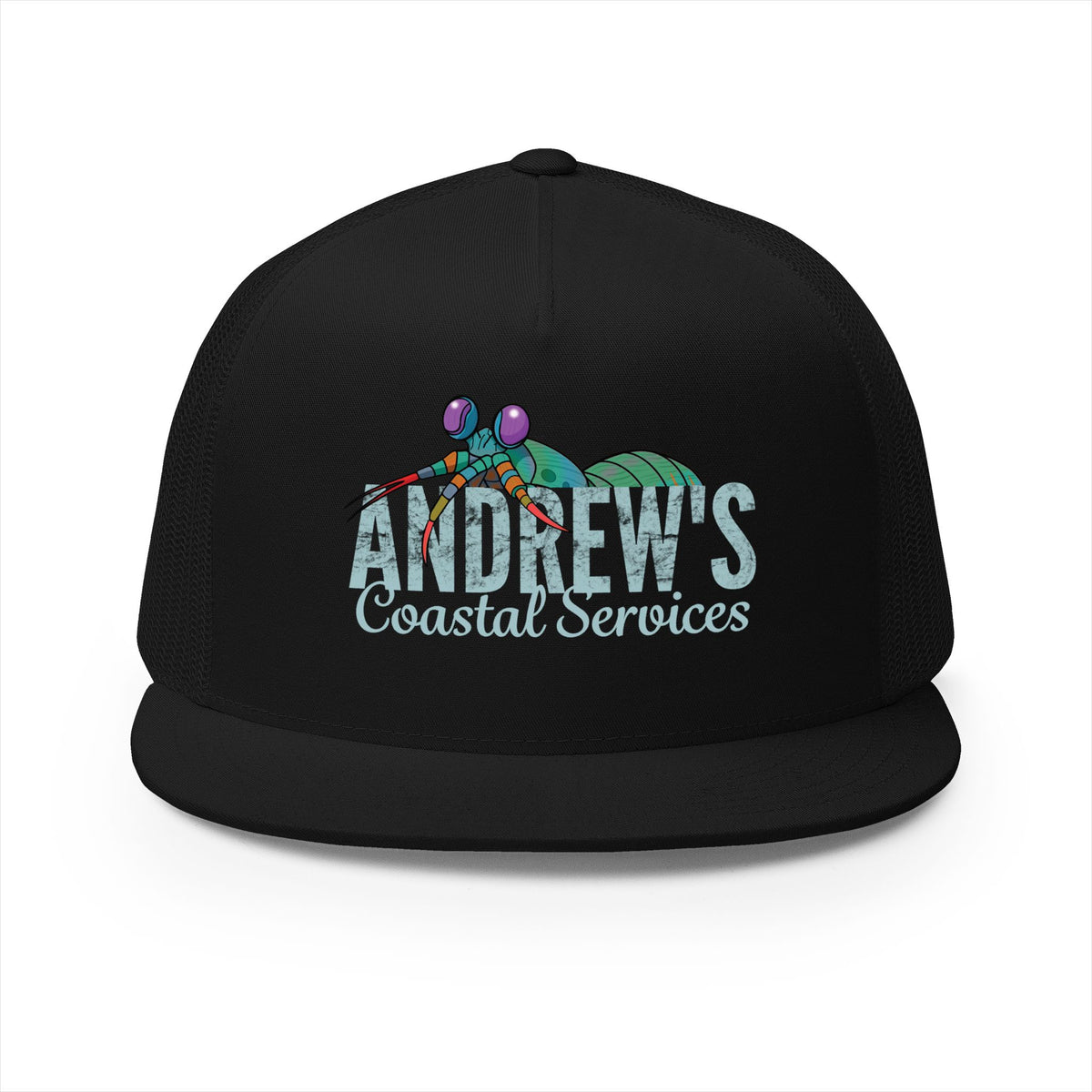5 Panel Trucker Cap - Half Logo with Logo Blue