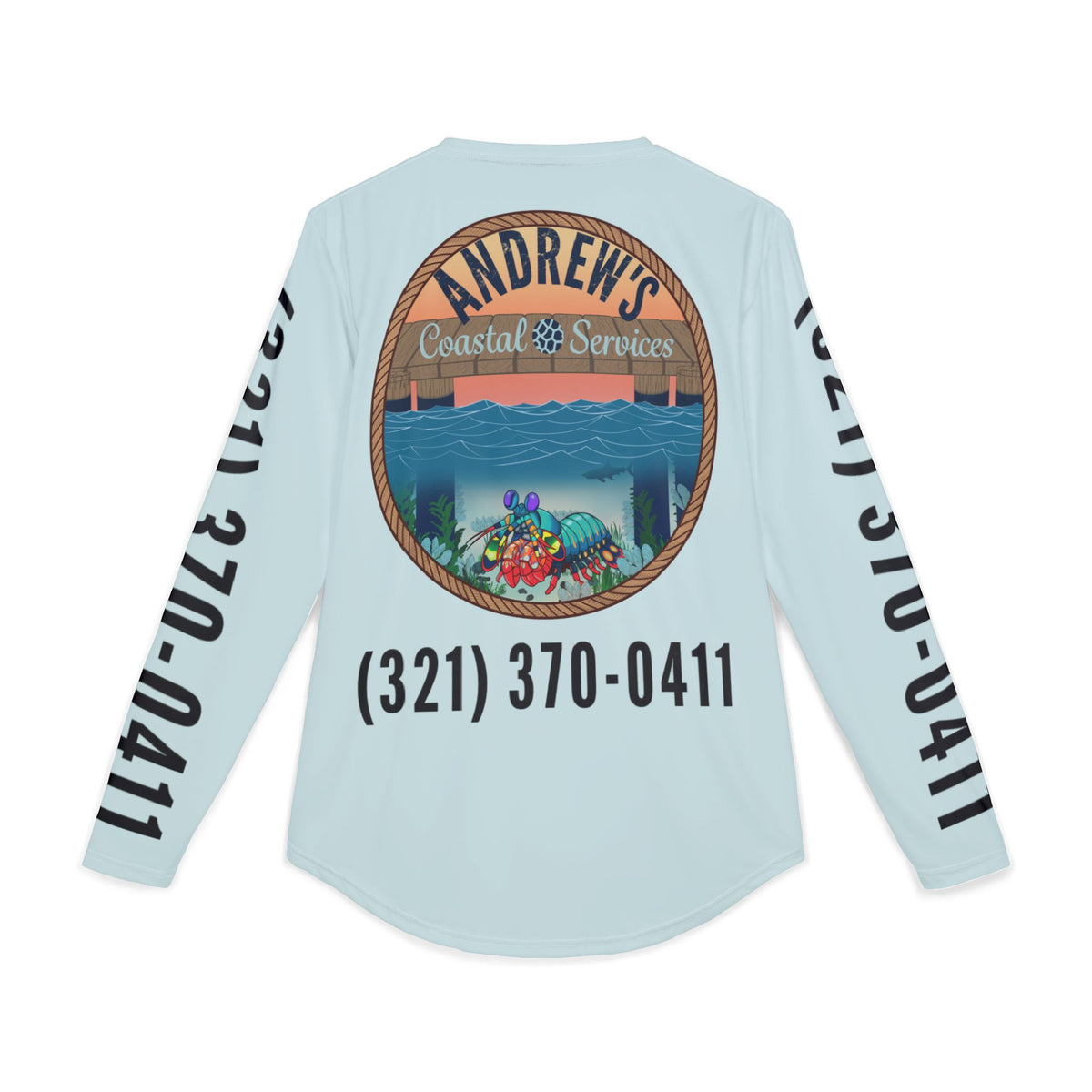 UV Protection Long Sleeve Shirt - Full Image with Colored Shrimp