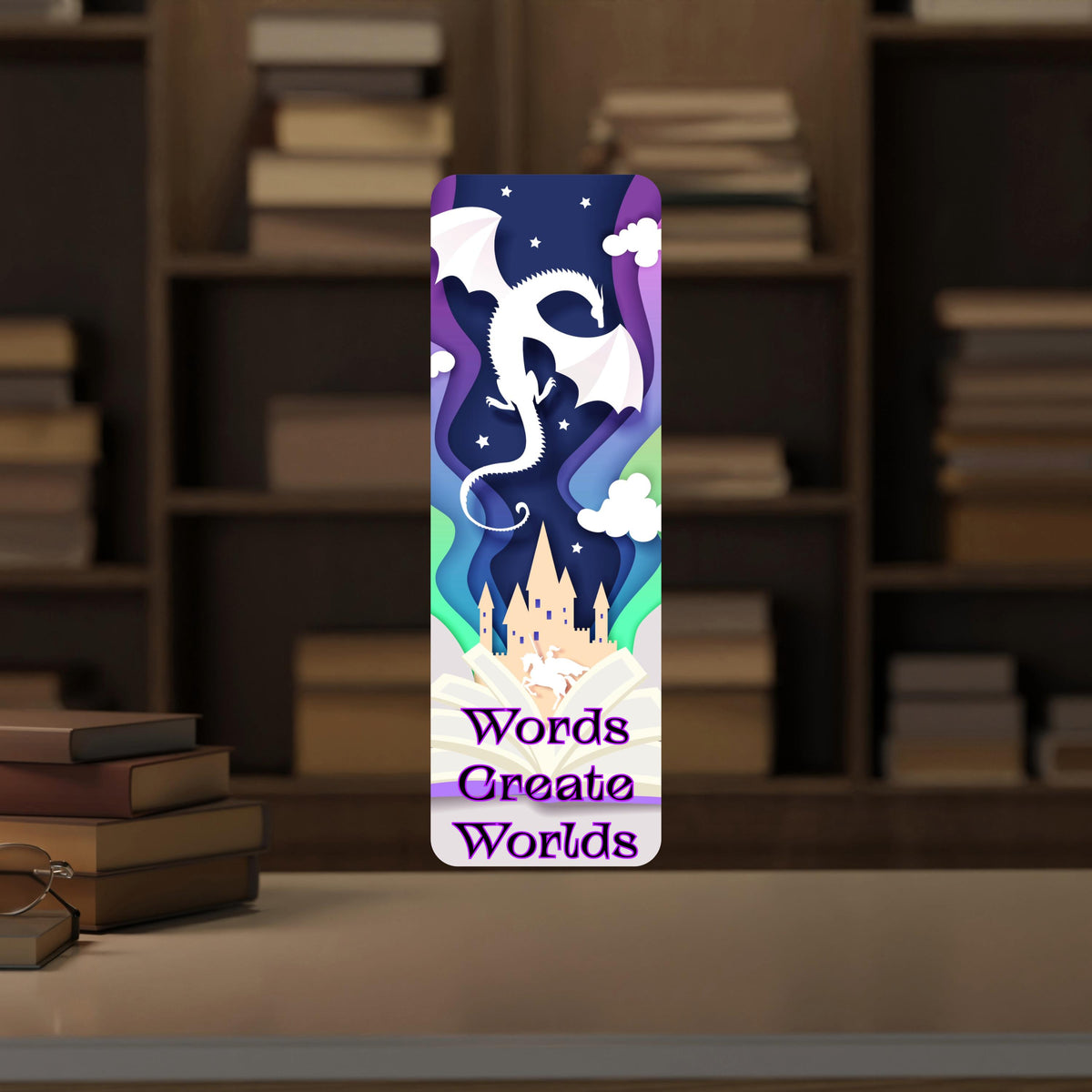 Words Create Worlds 2"x6" Glossy Bookmark