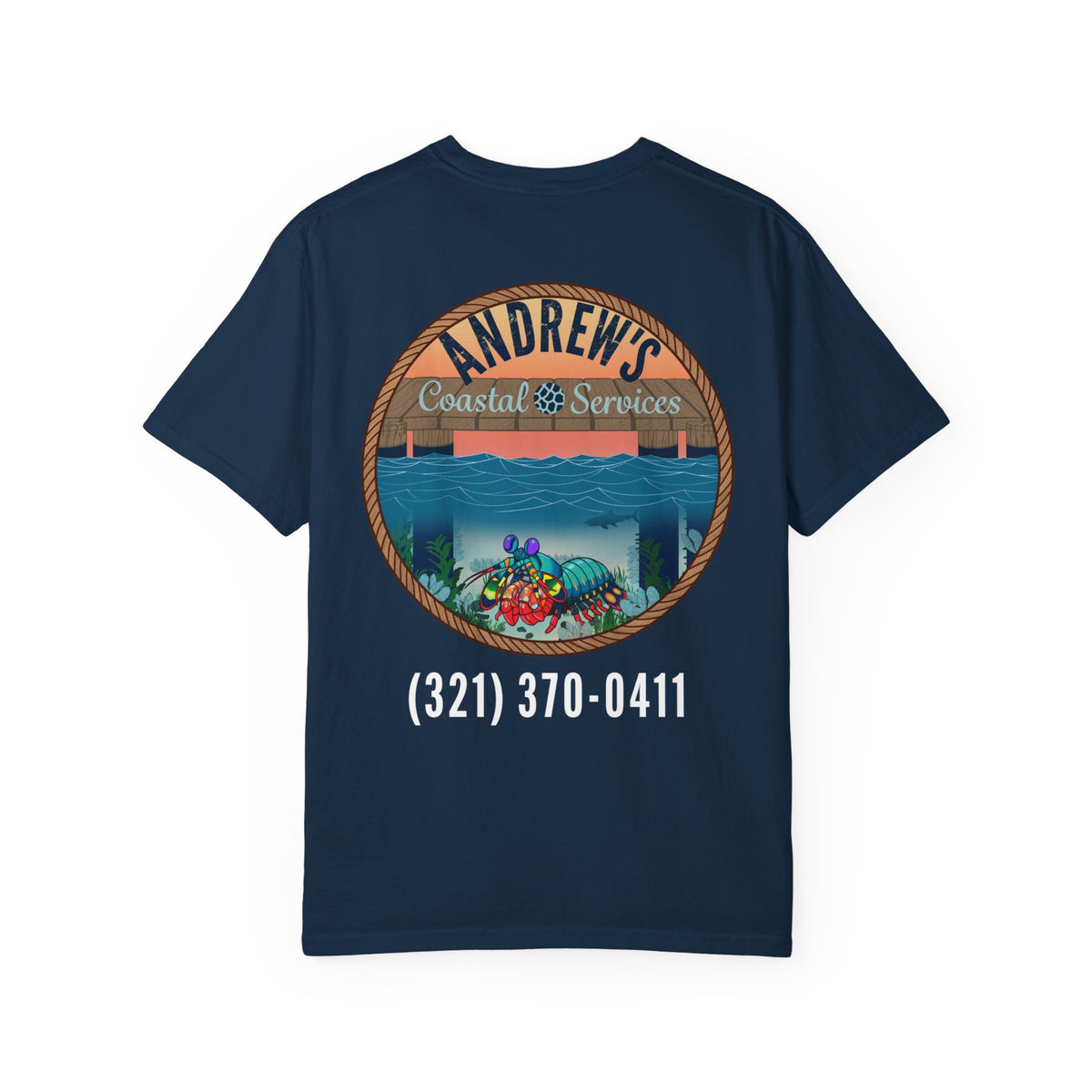 Unisex Garment-Dyed T-shirt - Full Image with Colored Shrimp
