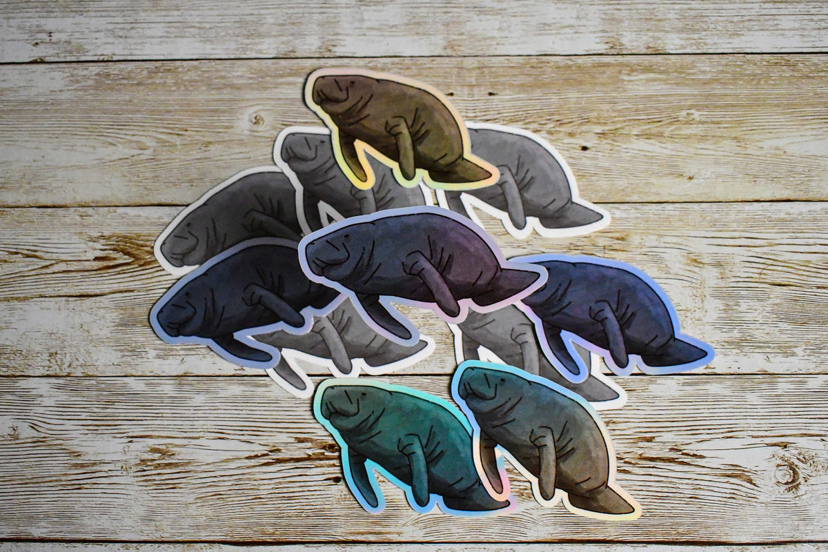 Manatee Vinyl Holographic Sticker